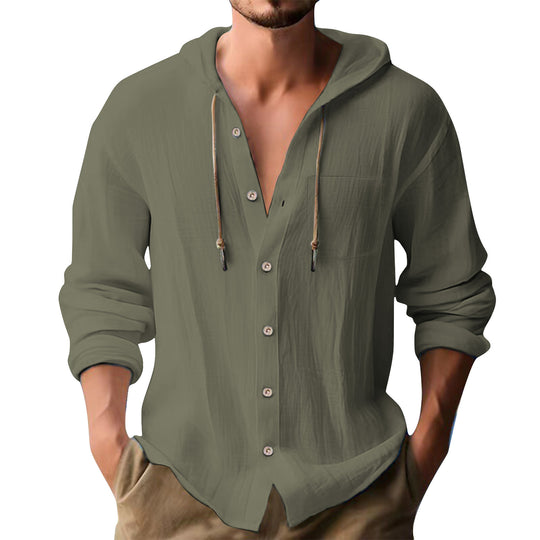 Herren lässiges Kapuzenshirt mit Knopfleiste und praktischen Taschen R&B