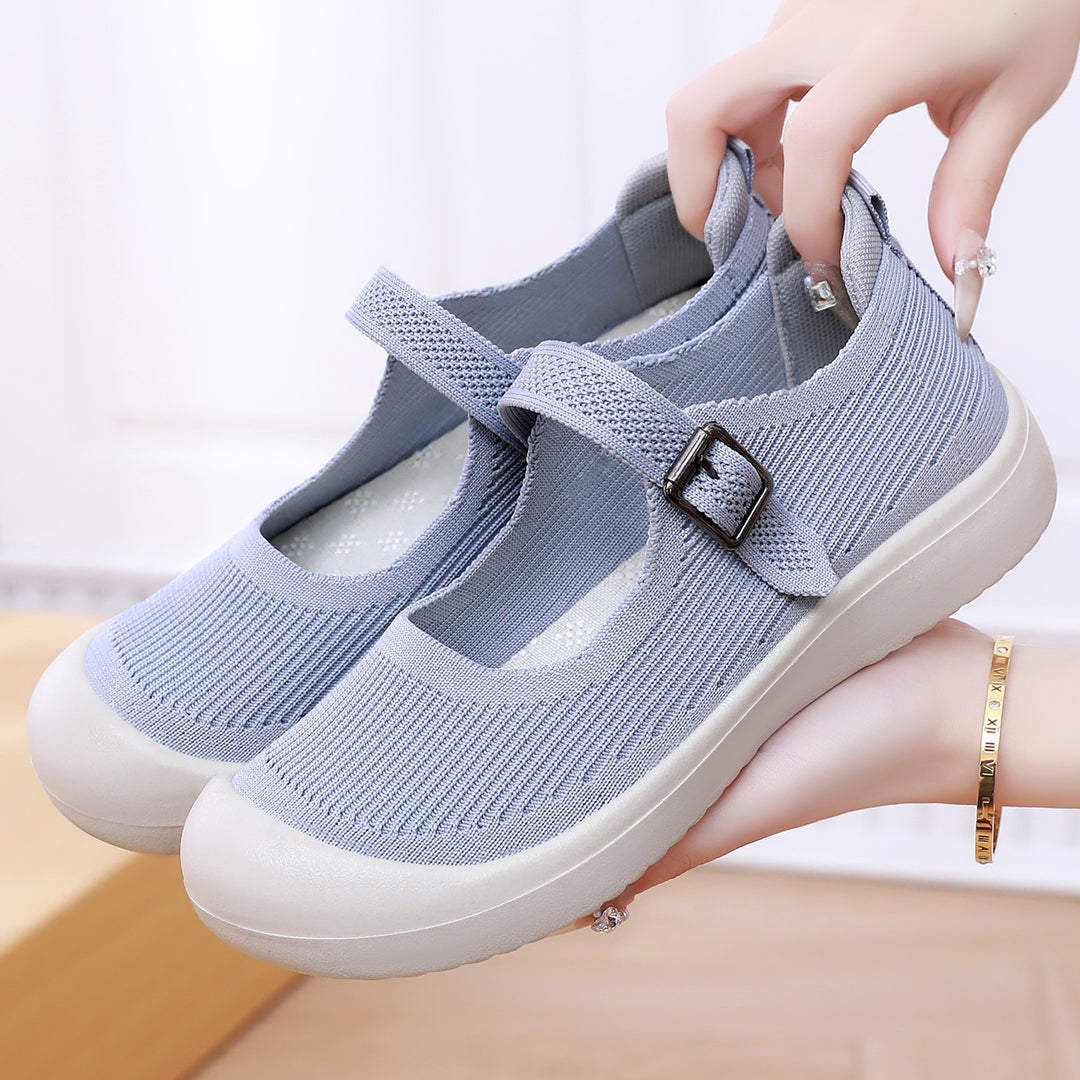 Damen sportliche Slip-On Schuhe mit verstellbarem Riemen und atmungsaktivem Obermaterial R&B