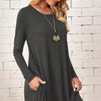 Damen lässiges Maxikleid mit elegantem Schnitt und hohem Saum R&B