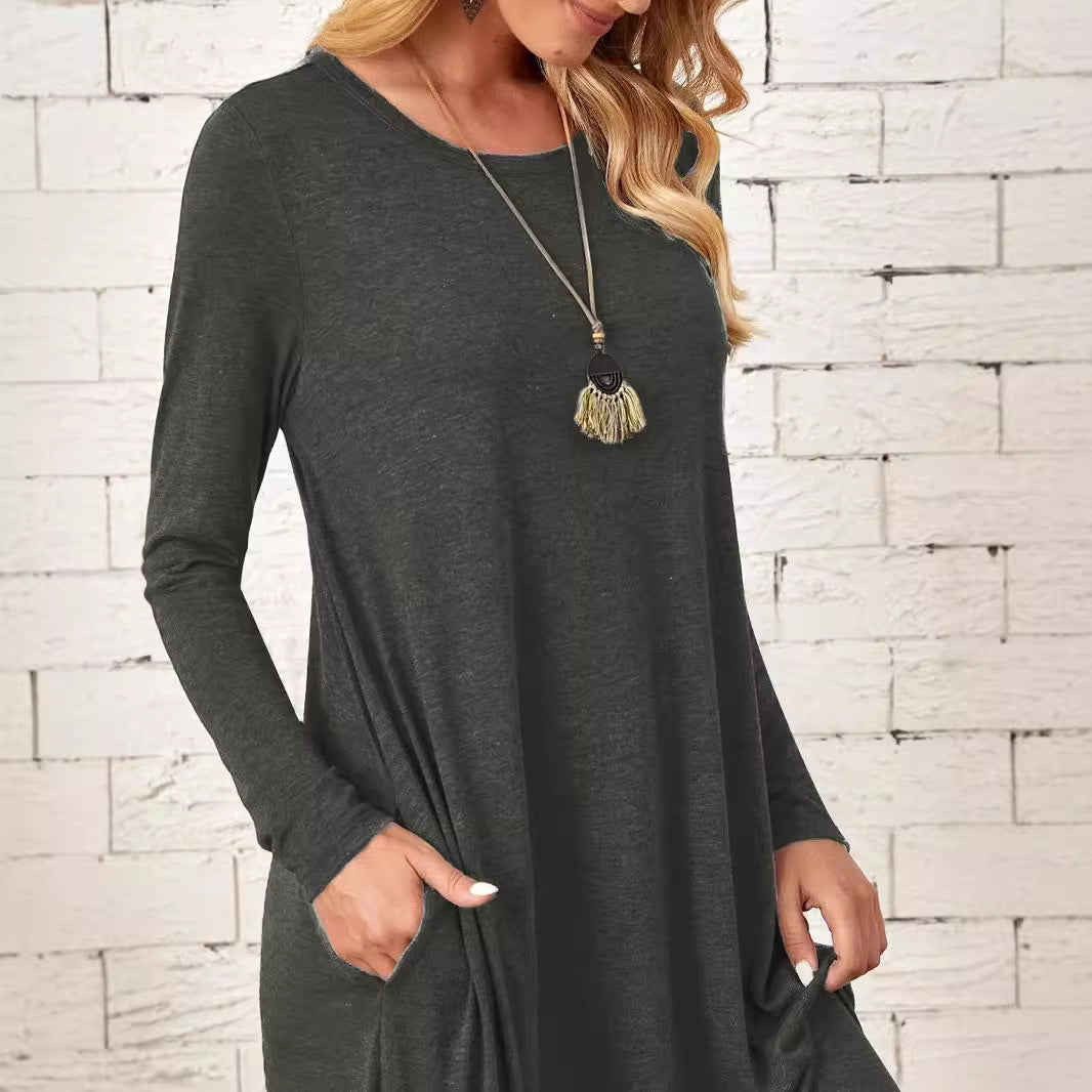 Damen lässiges Maxikleid mit elegantem Schnitt und hohem Saum R&B