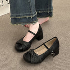 Damen Ballerinas mit elegantem Riemen und raffiniertem Strickdetail R&B