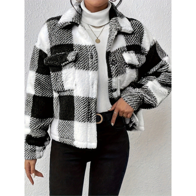 Damen Fleecejacke mit Karomuster R&B