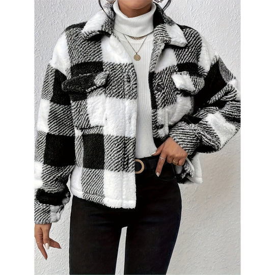 Damen Fleecejacke mit Karomuster R&B