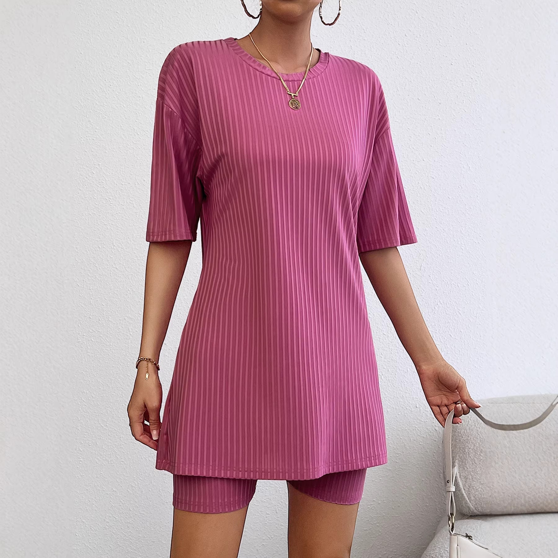 Damen Sportliches Kurzarm-Kleid mit integriertem Radlerhose