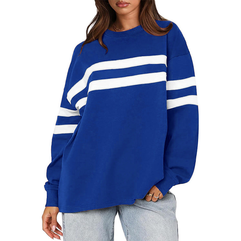 Damen Oversized Sweatshirt mit trendigen Streifen R&B