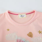 Mädchen Sweatkleid mit buntem Einhorn-Design und Glitzerapplikationen R&B