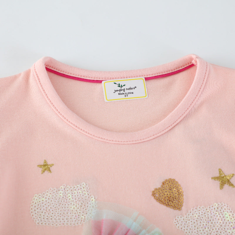 Mädchen Sweatkleid mit buntem Einhorn-Design und Glitzerapplikationen R&B