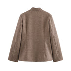 Damen elegante Karojacke mit durchgehender Knopfleiste und praktischen Taschen R&B