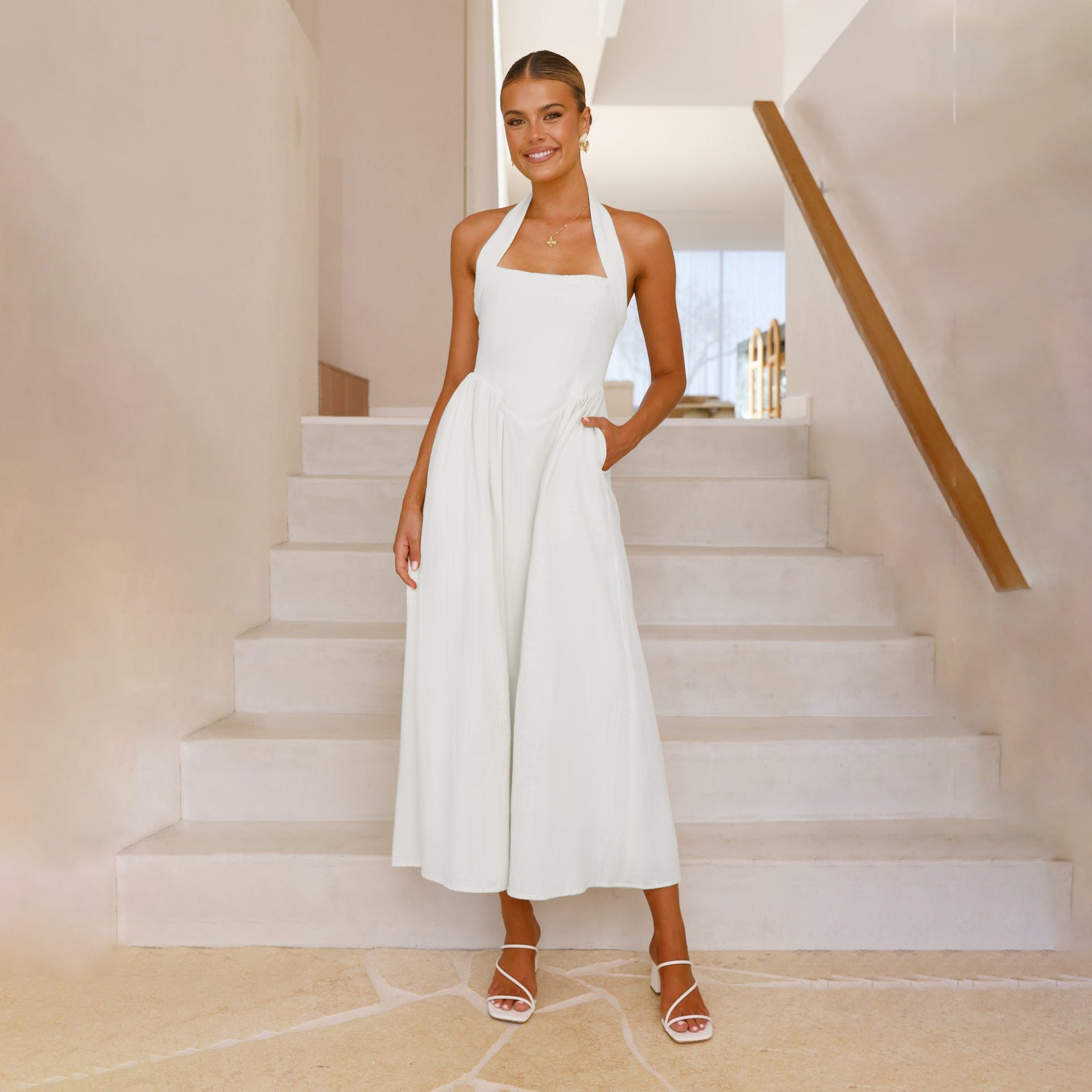 Damen Maxikleid mit schulterfreier Silhouette und eleganter Taillierung R&B