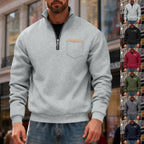 Herren nan Sweatshirt mit halbem Reißverschluss Stehkragen und Brusttasche R&B