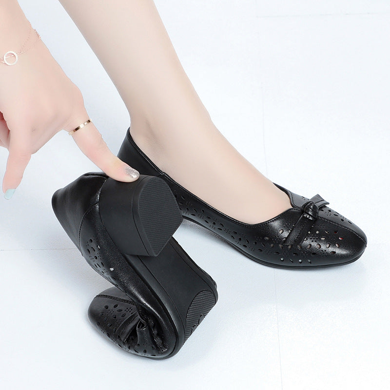 Damen Elegante und luftige Ballerinas mit modischem Lochdesign und komfortablem Absatz R&B