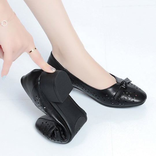 Damen Elegante und luftige Ballerinas mit modischem Lochdesign und komfortablem Absatz R&B
