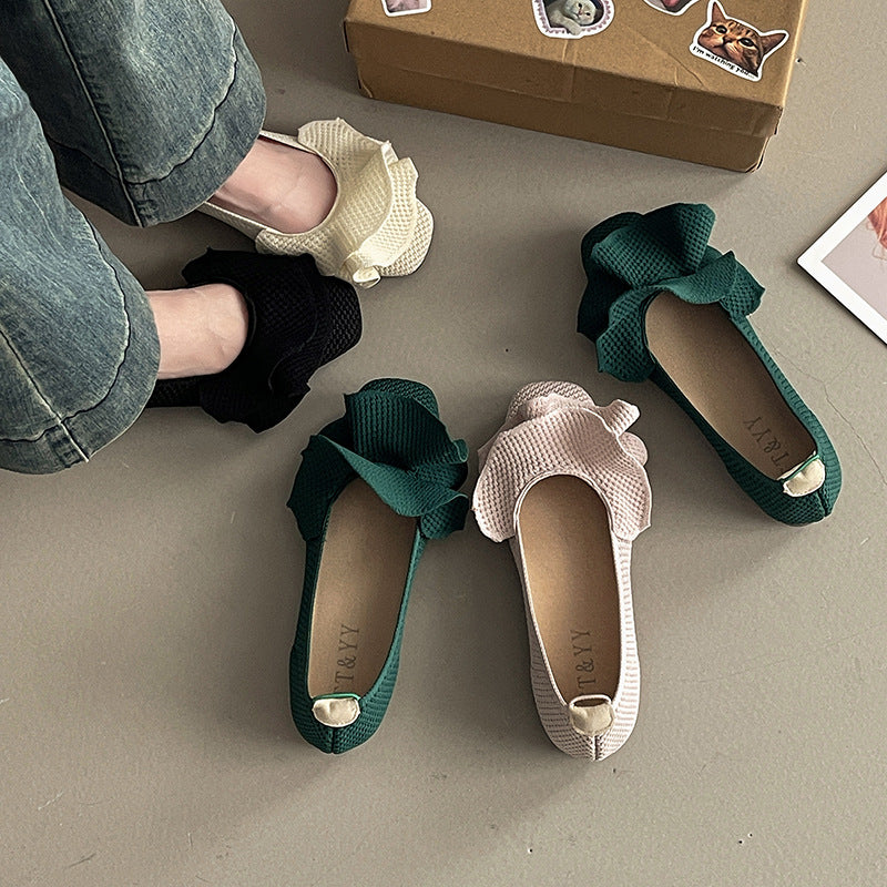 Damen Ballerina-Schuhe mit eleganter Rüschendekoration