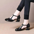 Damen Elegante T-Strap Pumps mit geflochtenem Detail und modischem Absatz R&B