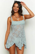 Damen Spitzen-Lingerie-Kleid mit Rüschendetails und verstellbaren Trägern R&B