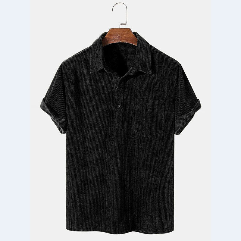 Herren Kurzarm Poloshirt aus gestreiftem Stoff mit Knopfleiste und Brusttasche R&B