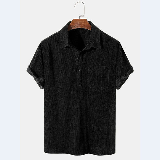 Herren Kurzarm Poloshirt aus gestreiftem Stoff mit Knopfleiste und Brusttasche R&B