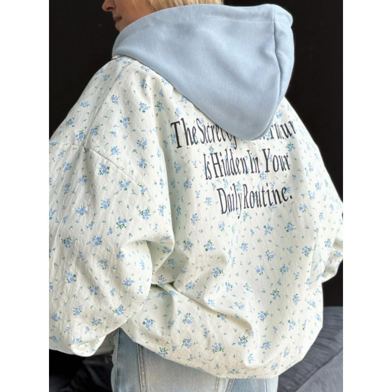 Damen lässige Oversized-Jacke mit floralen Muster R&B