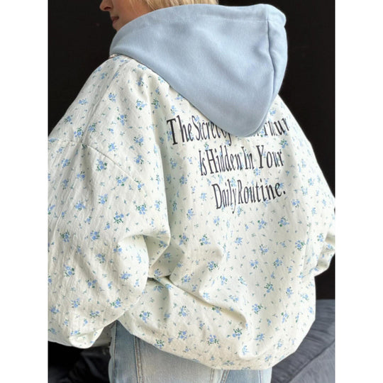 Damen lässige Oversized-Jacke mit floralen Muster R&B