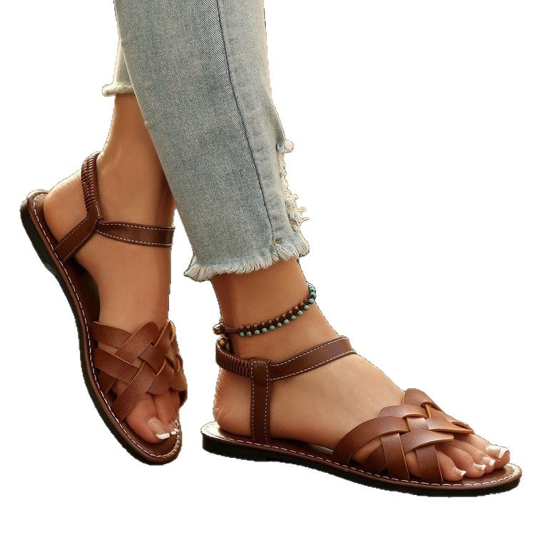 Damen bequeme geflochtene Sandalen mit verstellbarem Riemen R&B