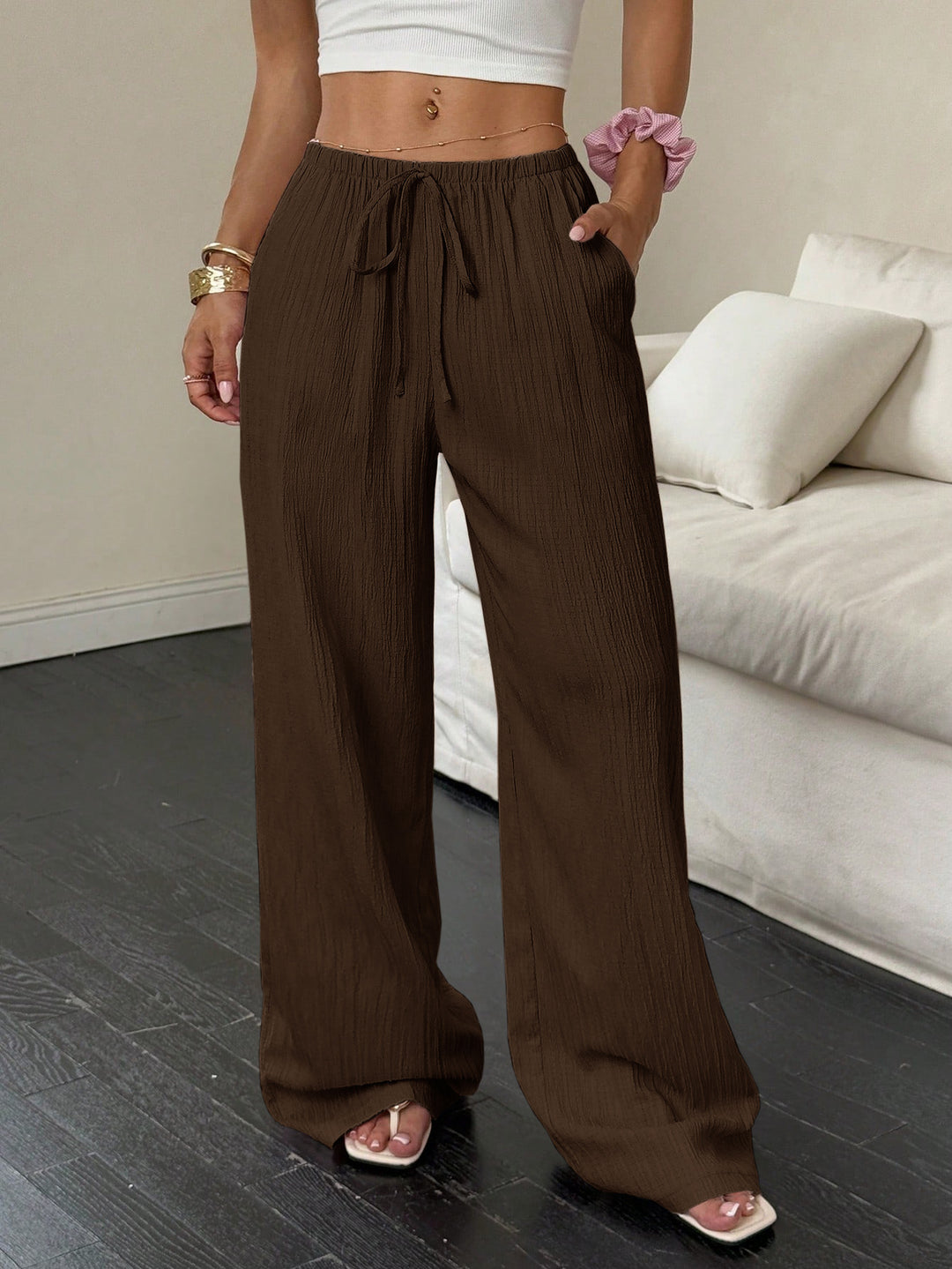 DamenWeit geschnittene Freizeit-Hose mit komfortablem Gummibund und praktischen Taschen R&B
