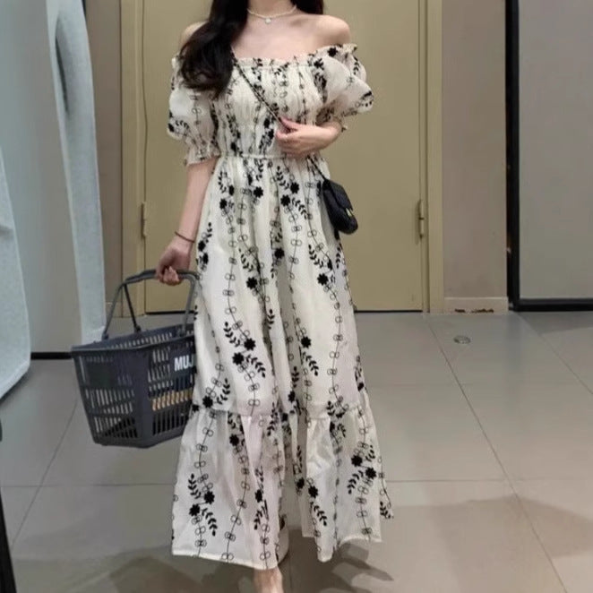 Damen Boho-Maxikleid mit elastischem Oberteil und voluminösen Ärmeln R&B