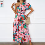 Damen Maxikleid mit asymmetrischem Design und fließendem Rock R&B