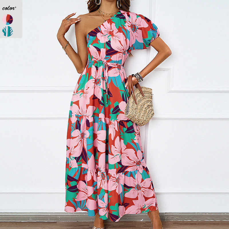 Damen Maxikleid mit asymmetrischem Design und fließendem Rock R&B