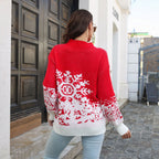 Damen Grobstrickpullover mit festlichem Schneeflocken-Motiv und lässigem Schnitt R&B