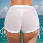 Damen Sportliche Raffungshorts aus transparentem Material R&B