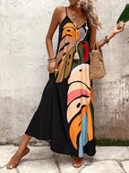 Damen Sommerliches Maxikleid mit buntem Blattdruck R&B