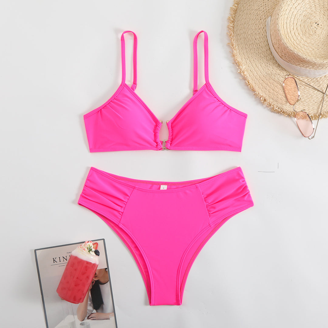 Damen modischer Triangel-Bikini mit seitlichen Raffungen R&B