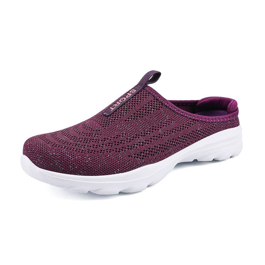 Damen nan gestrickter Mule-Sneaker mit offenem Fersenkragen, elastischem Einstieg und gepolsterter Laufsohle R&B