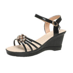 Damen Wedge-Sandaletten mit funkelnden Ziersteinen und elegantem Riemendesign R&B