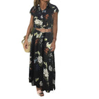 Damen Maxikleid mit Blumenmuster und elegantem Taillengürtel R&B