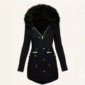 Damen winterliche Parka mit abnehmbarem Pelzkragen R&B