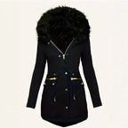 Damen winterliche Parka mit abnehmbarem Pelzkragen R&B