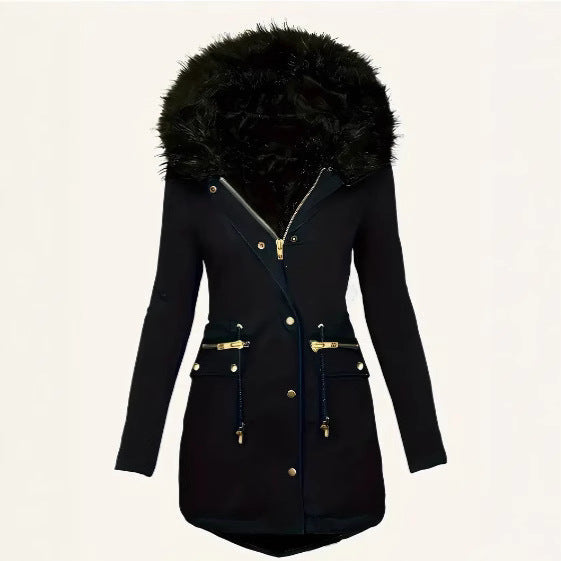 Damen winterliche Parka mit abnehmbarem Pelzkragen R&B