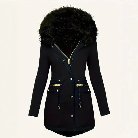 Damen winterliche Parka mit abnehmbarem Pelzkragen R&B