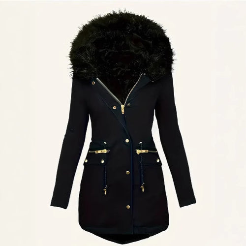 Damen winterliche Parka mit abnehmbarem Pelzkragen R&B