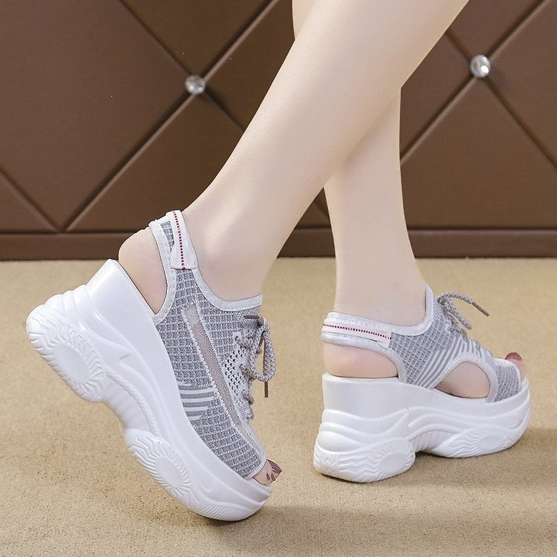 Damen Sportliche Plateau-Sandalen mit atmungsaktiver Obermaterial R&B