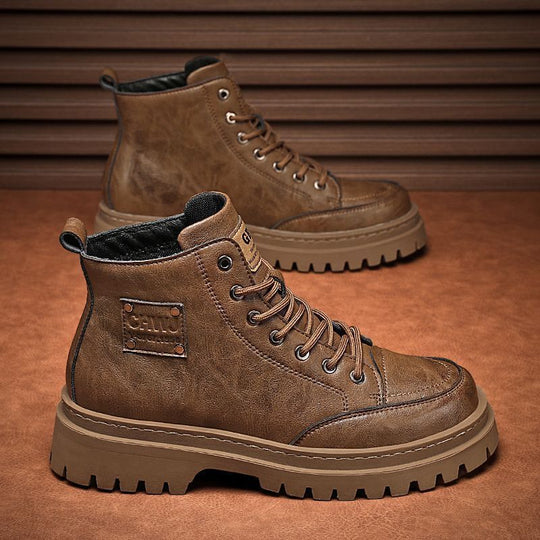 Damen Robuste Lederstiefeletten mit rutschfester Profilsohle und Warmfutter R&B