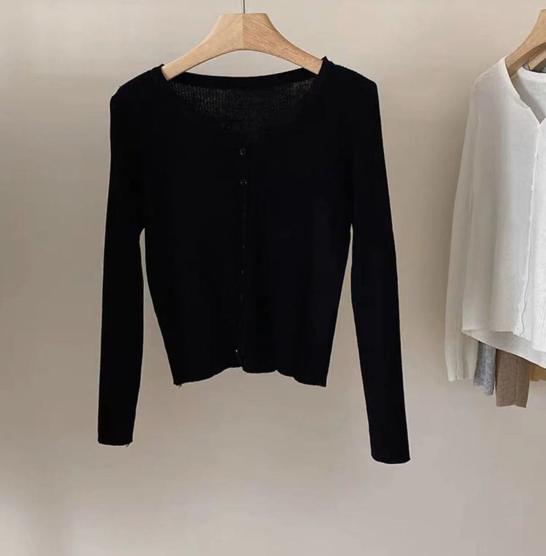 Damen figurbetonte Strickjacke mit elegantem Knopfverschluss und feiner Rippstruktur R&B
