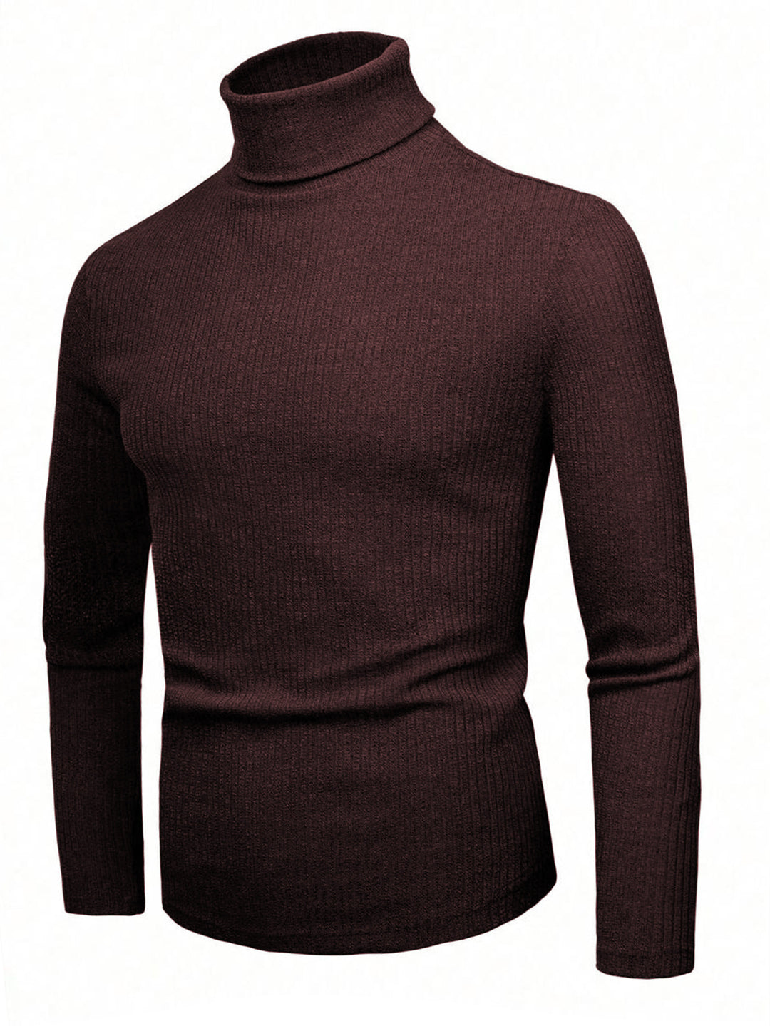 Damen eleganter Strickpullover mit hohem Kragen und feiner Rippenstruktur R&B