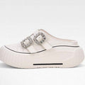 Damen trendige Plateau-Mules mit modischen Strassschnallen R&B