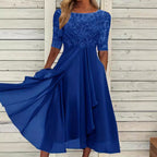 Damen Abendkleid mit elegantem Stickdesign und fließendem Rock R&B