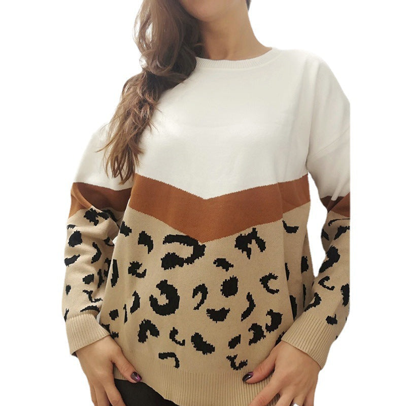 Damen modischer Pullover mit farbenfrohem Muster und lässigem Schnitt R&B