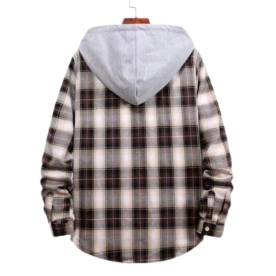 Damen Karierte Flanelljacke mit Kapuze R&B