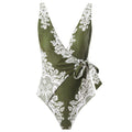 Damen Einteiler Badeanzug mit modischem Wickeldesign und floralem Muster R&B