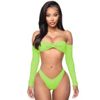 Damen Bikini-Set mit abnehmbaren Ärmeln und raffiniertem Knoten-Detail R&B